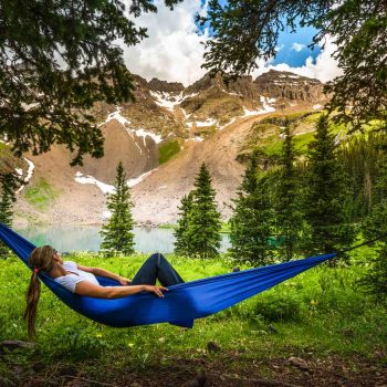 Woman lounging on a hammock in Colorado