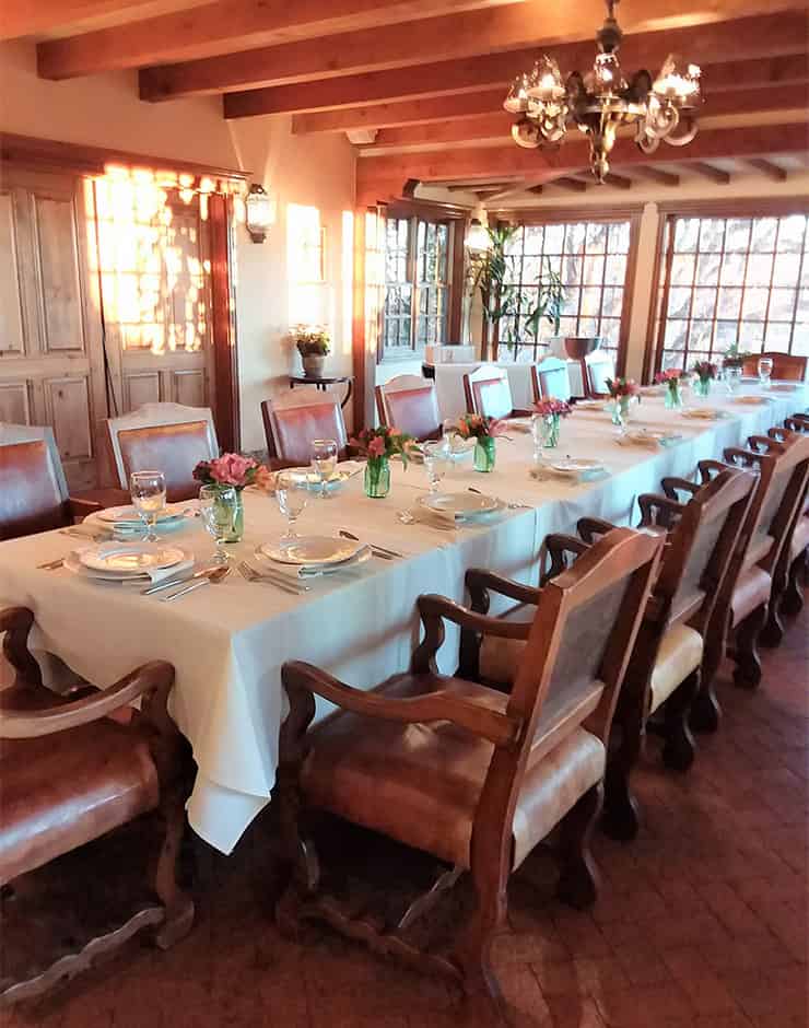 Long table set for dinner