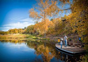 Men fishing on a private lake